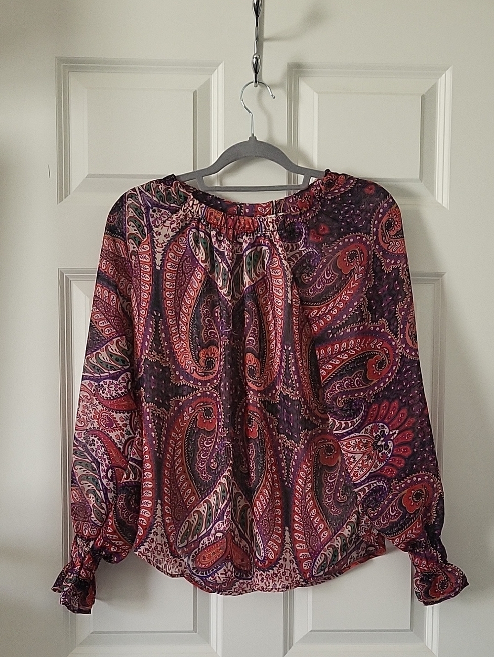 LOFT Paisley Chiffon Blouse Boho Peasant Top Multicolor Women’s Small